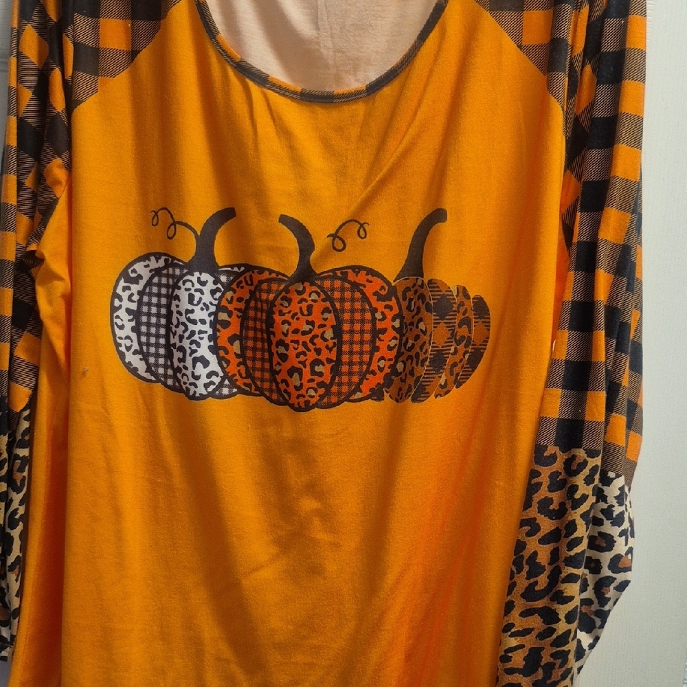 Orange Pumpkin Graphic Long Sleeve Top